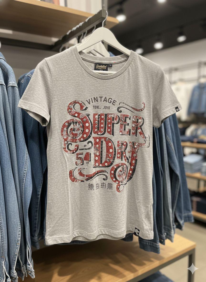 Superdry grey premium women's Lycra T-shirt
