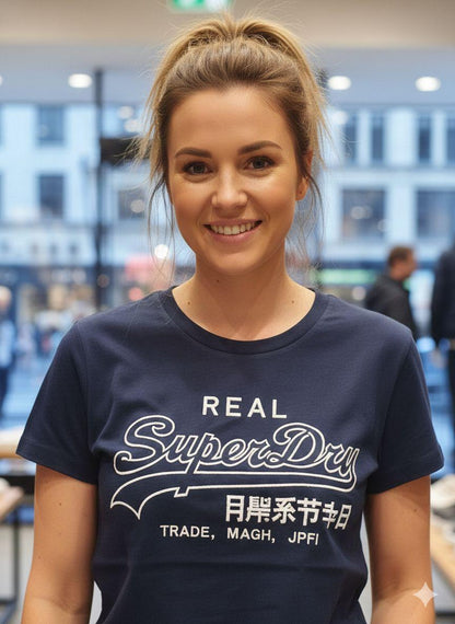 Premium Superdry grey casual T-shirt for women
