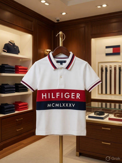 Tommy Hilfiger Kids Premium Cotton Lycra Polo in White
