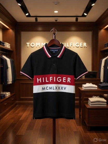 Tommy Hilfiger Kids Premium Cotton Lycra Polo in Black
