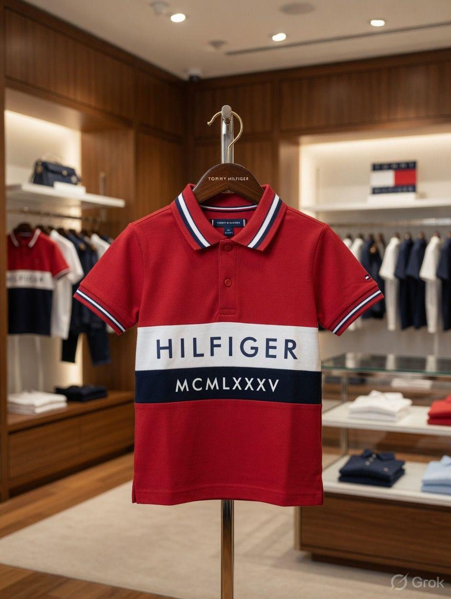 Tommy Hilfiger Kids Premium Cotton Lycra Polo in Red
