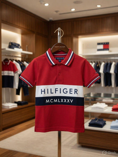 Tommy Hilfiger Kids Premium Cotton Lycra Polo in Red
