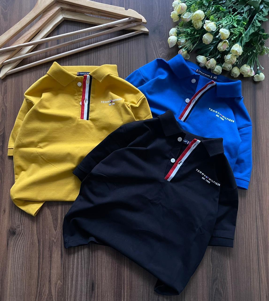Tommy Hilfiger Kids Polos – Yellow, Blue & Navy Combo
