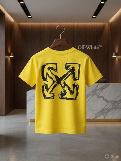 Off-White Kids Lycra Print Tee in Yellow – Back View
