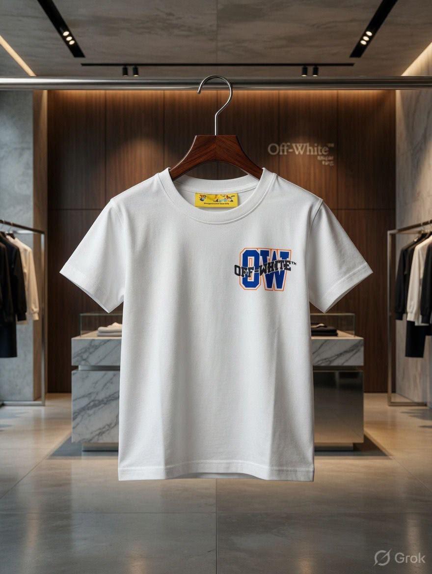 Off-White Kids Lycra Print Tee in White – Front View	