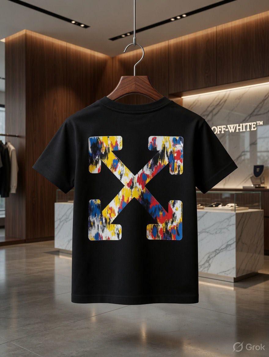 Off-White Kids Lycra Print Tee in Black – Back View
