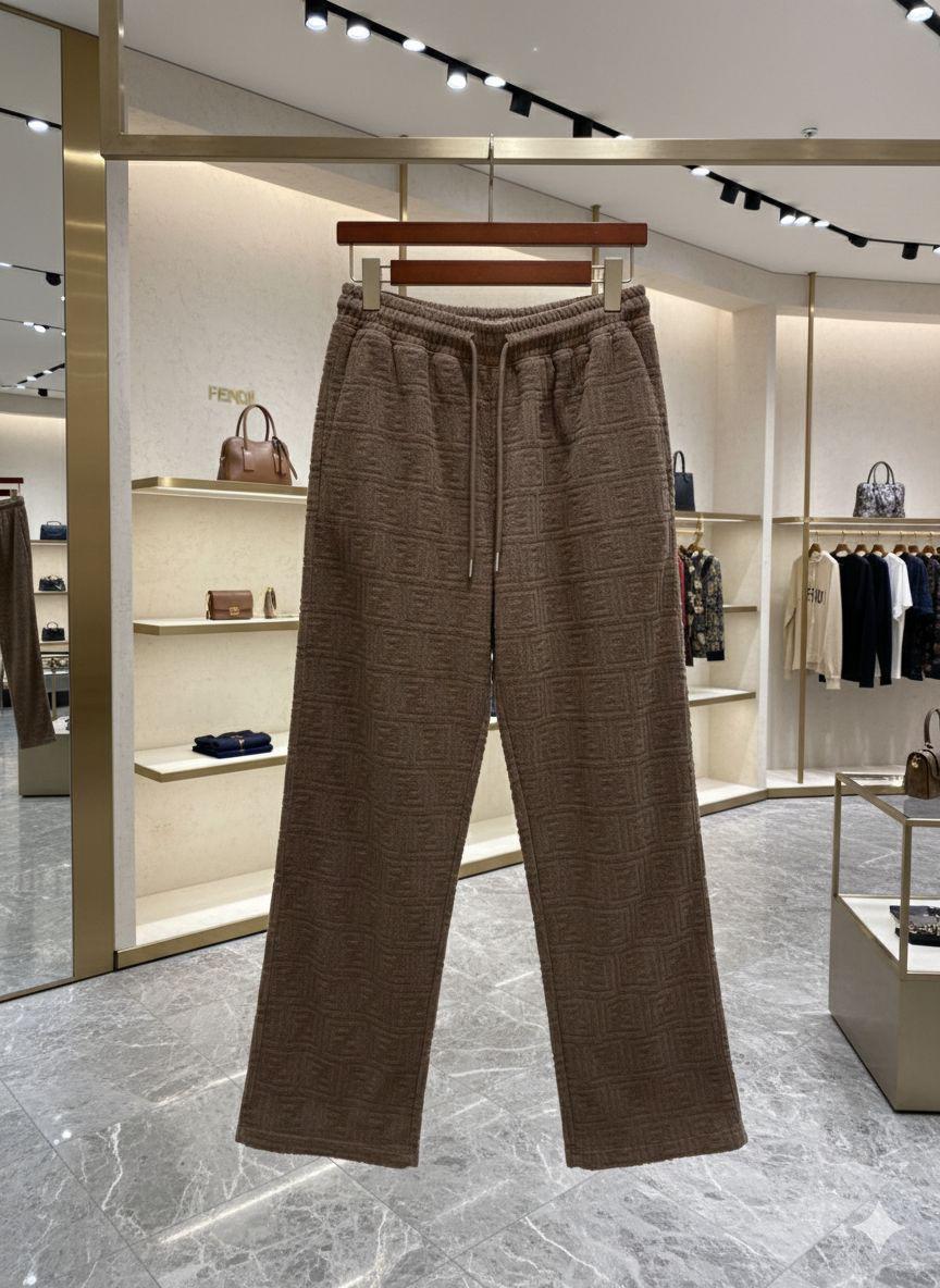 Fendi beige self-embossed logo women's track pants
