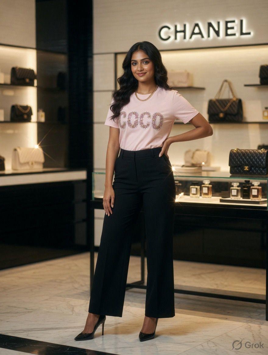 Premium Chanel pink casual T-shirt for women
