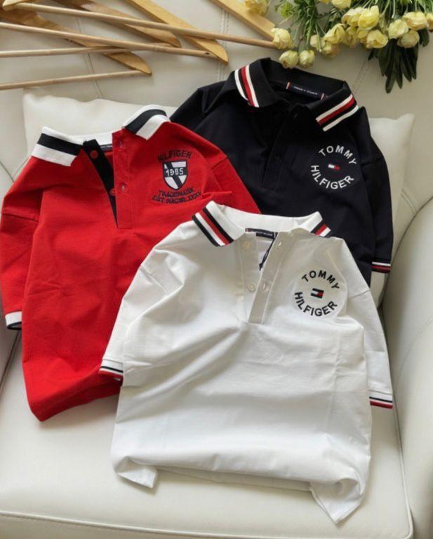 Tommy Hilfiger Kids Polos – Red, Black & White Combo
