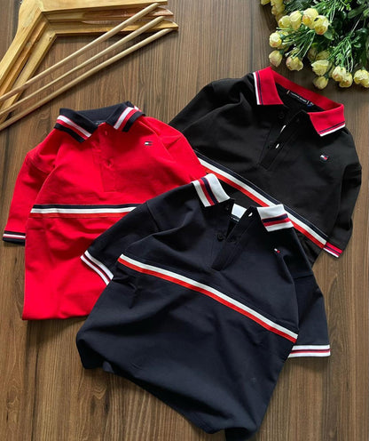 Tommy Hilfiger Kids Polos – Red, Black & Navy Combo
