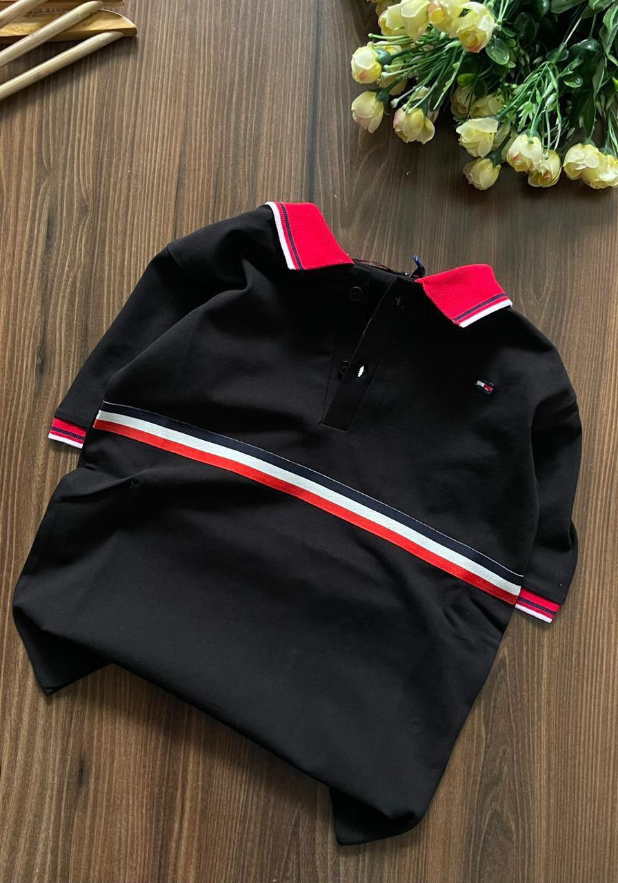 Tommy Hilfiger Kids Premium Cotton Matty Polo in Black
