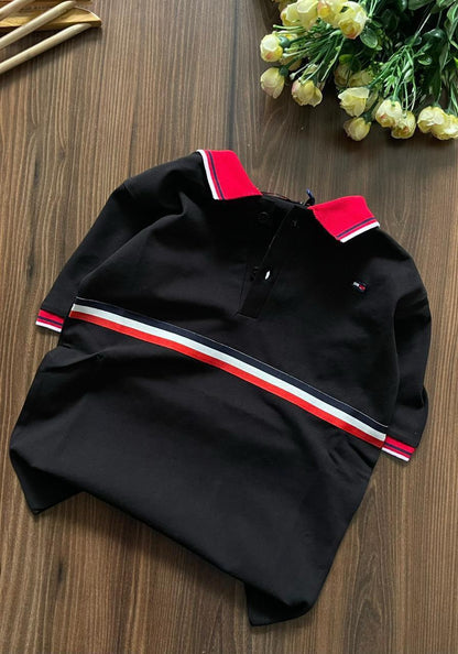 Tommy Hilfiger Kids Premium Cotton Matty Polo in Black
