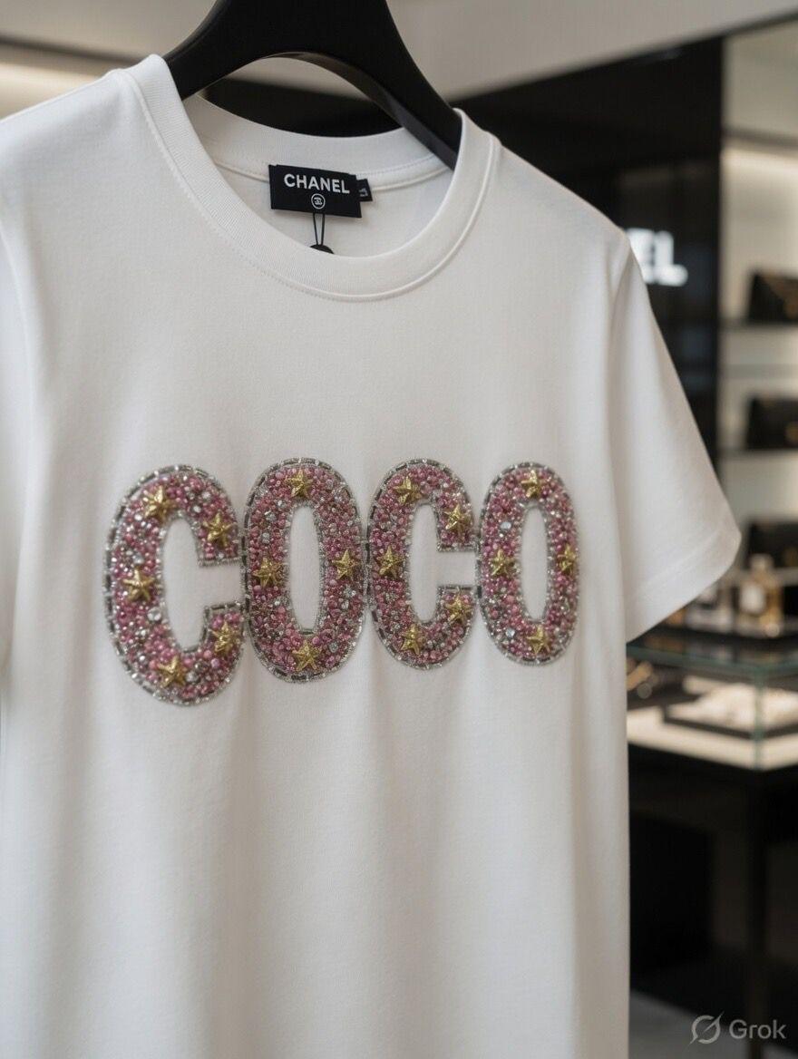 Chanel white designer-inspired ladies cotton tee
