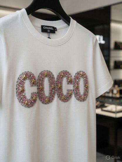 Chanel white designer-inspired ladies cotton tee
