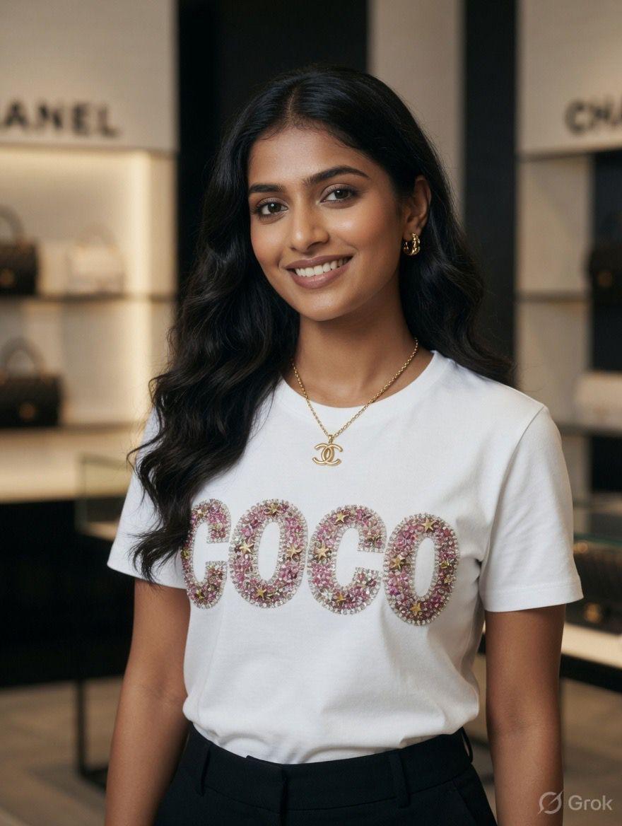 Women's Chanel white regular fit luxury T-shirt
