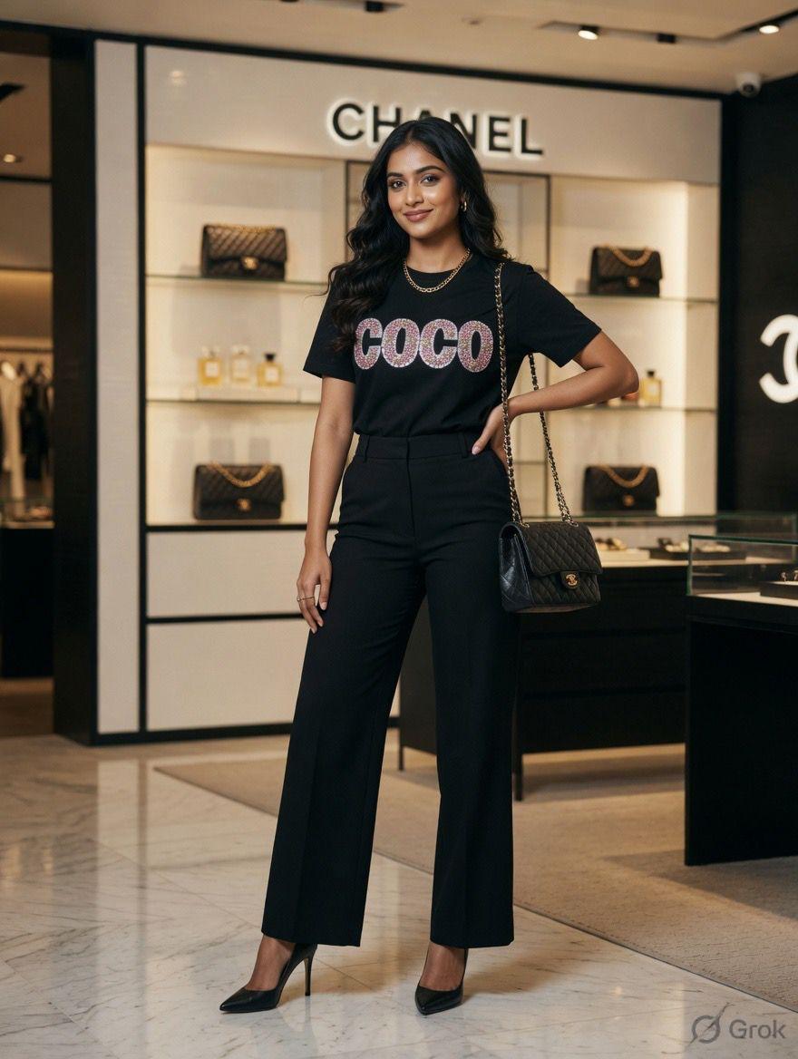 Premium Chanel black casual T-shirt for women
