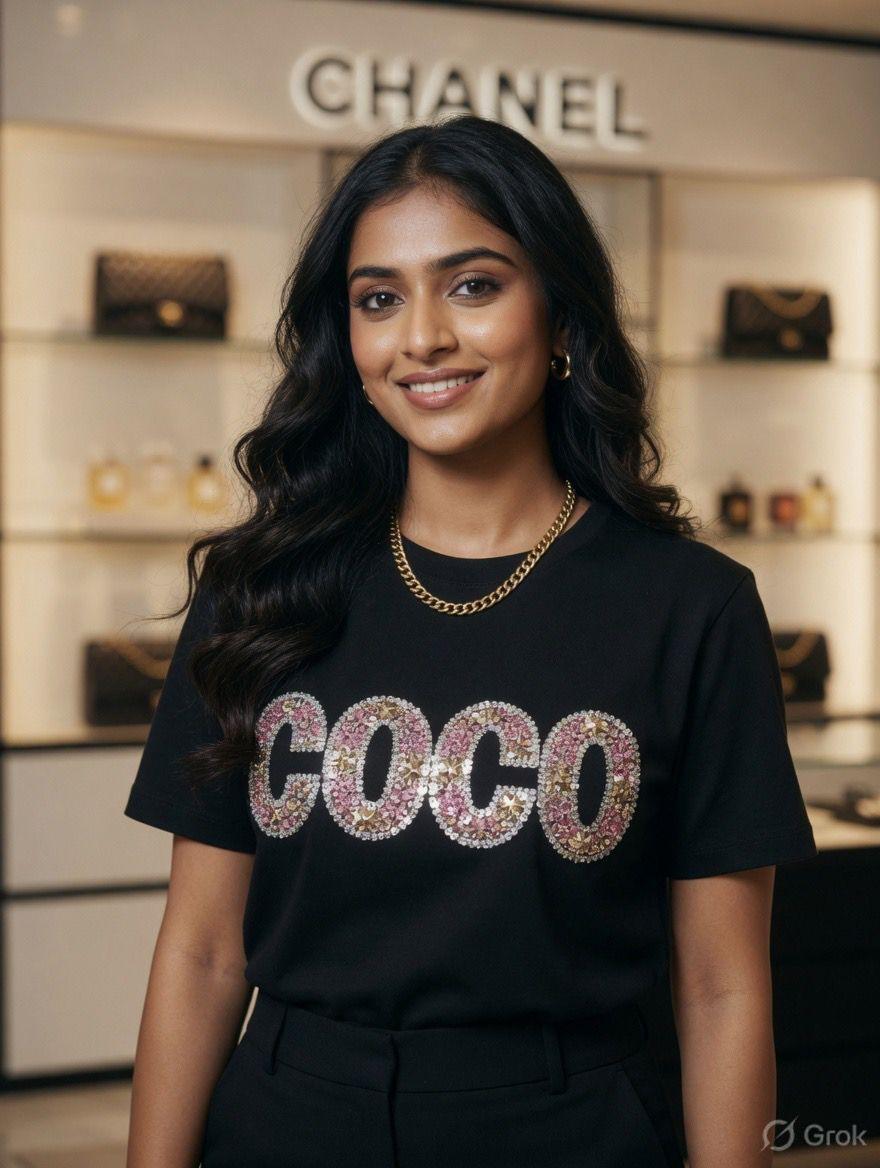 Chanel black designer-inspired ladies cotton tee
