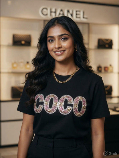 Chanel black designer-inspired ladies cotton tee
