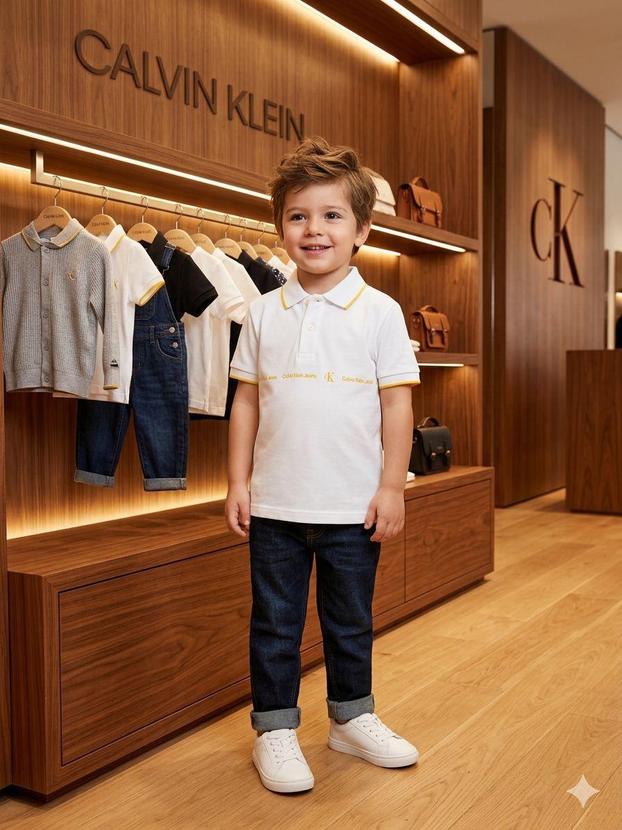 Tommy Hilfiger Kids White Polo – Print Detail Close-up
