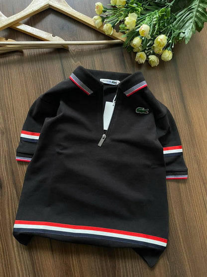 Lacoste Kids Premium Cotton Matty Polo in Black
