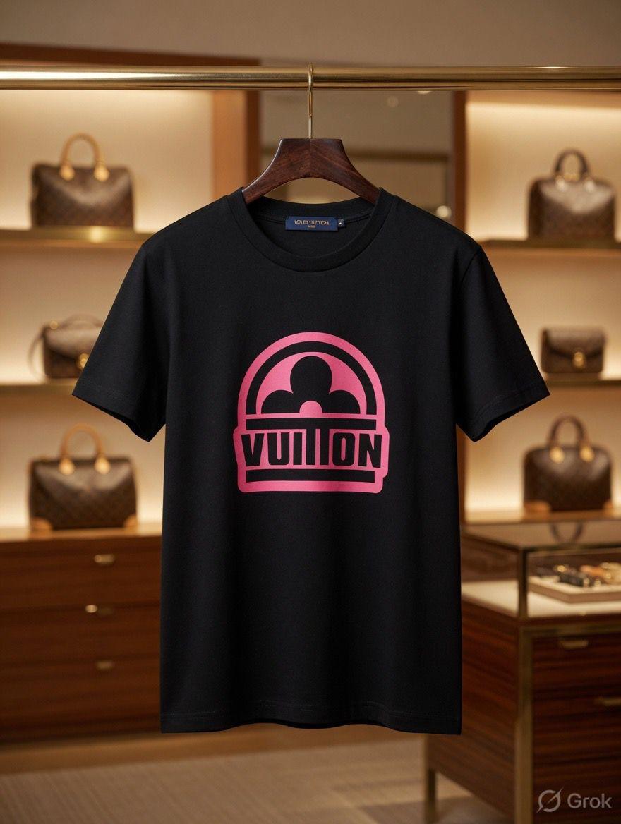 Louis Vuitton black premium Italian cotton T-shirt for women
