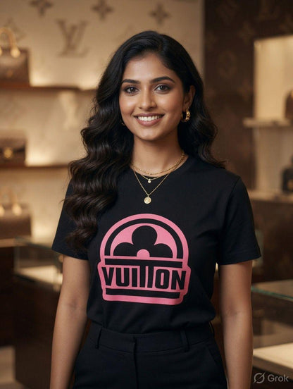 Louis Vuitton black designer-inspired ladies cotton tee
