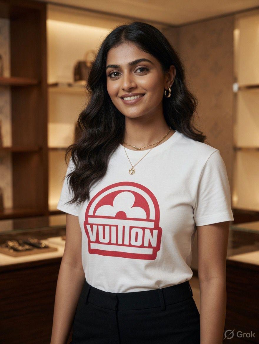 Louis Vuitton white designer-inspired ladies cotton tee
