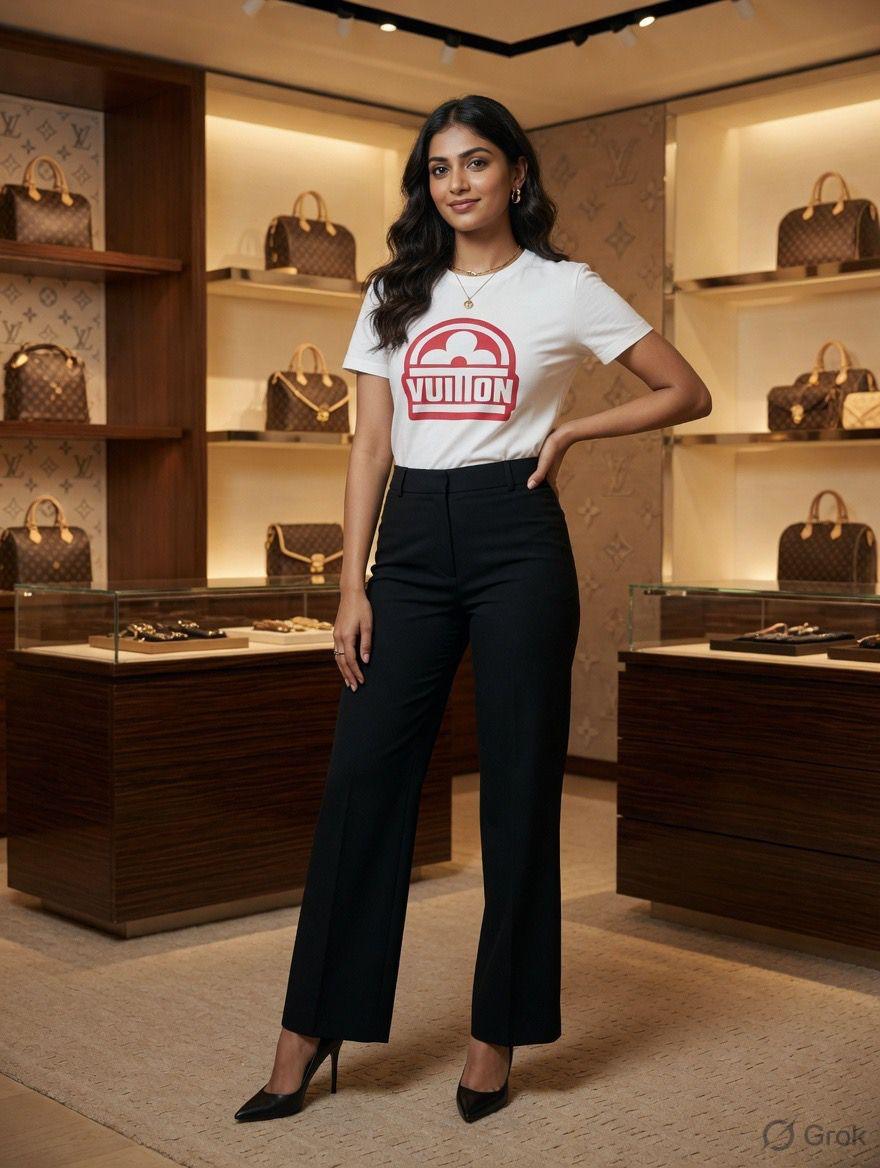 Premium Louis Vuitton white casual T-shirt for women
