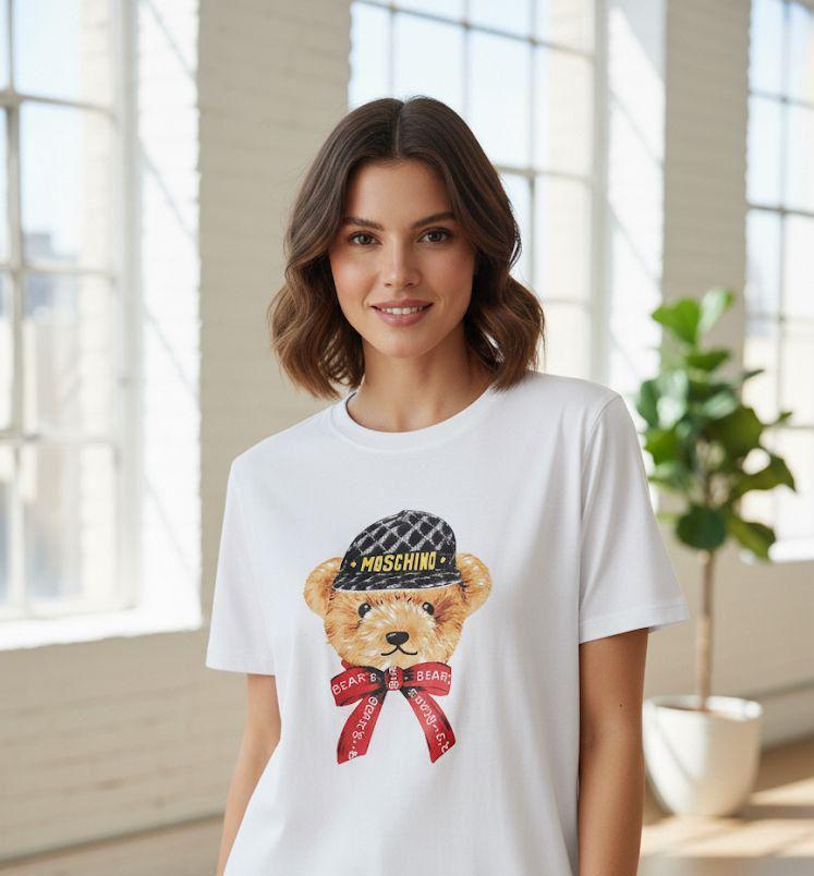 Moschino Teddy white designer-inspired ladies cotton tee
