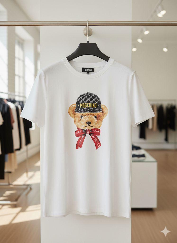 Moschino Teddy white premium Italian cotton T-shirt for women
