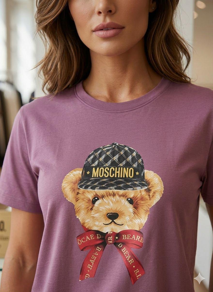 Moschino Teddy pink designer-inspired ladies cotton tee
