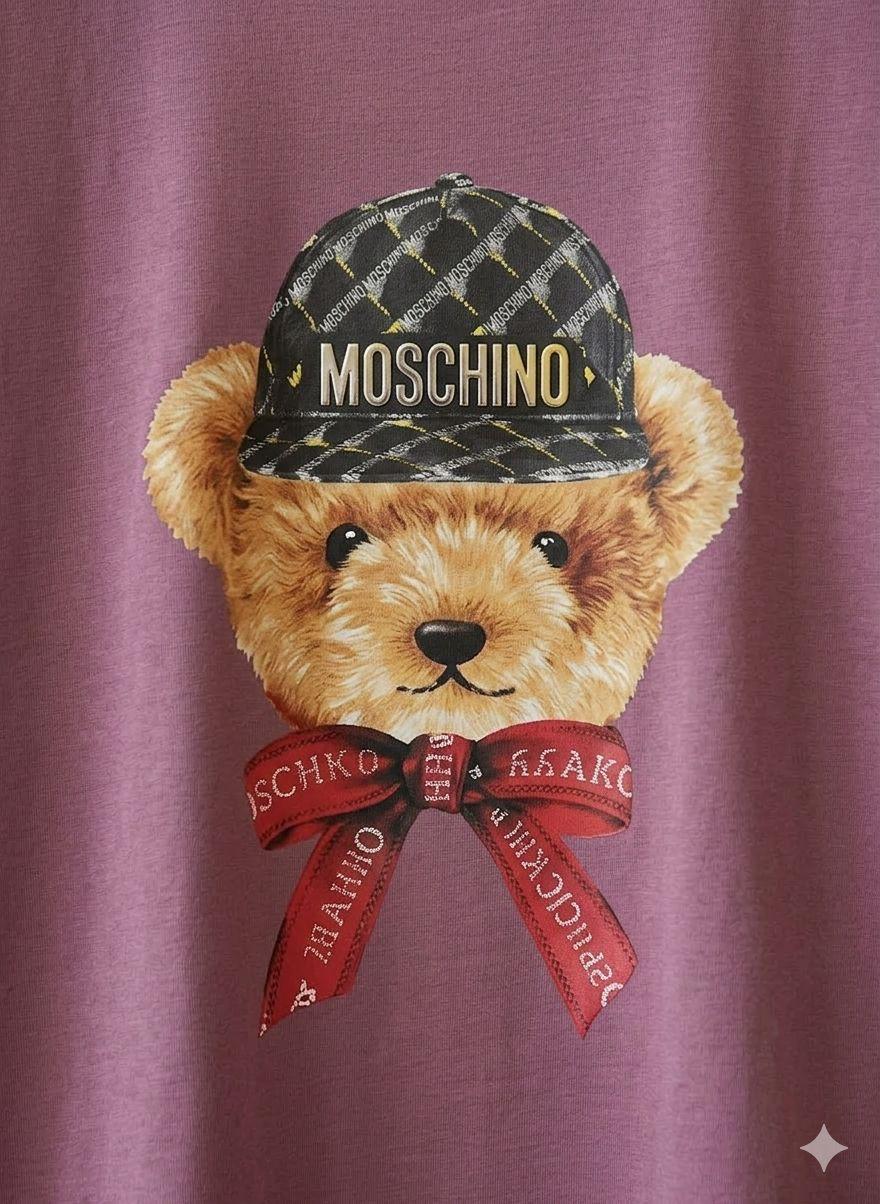 Women's Moschino Teddy pink regular fit luxury T-shirt
