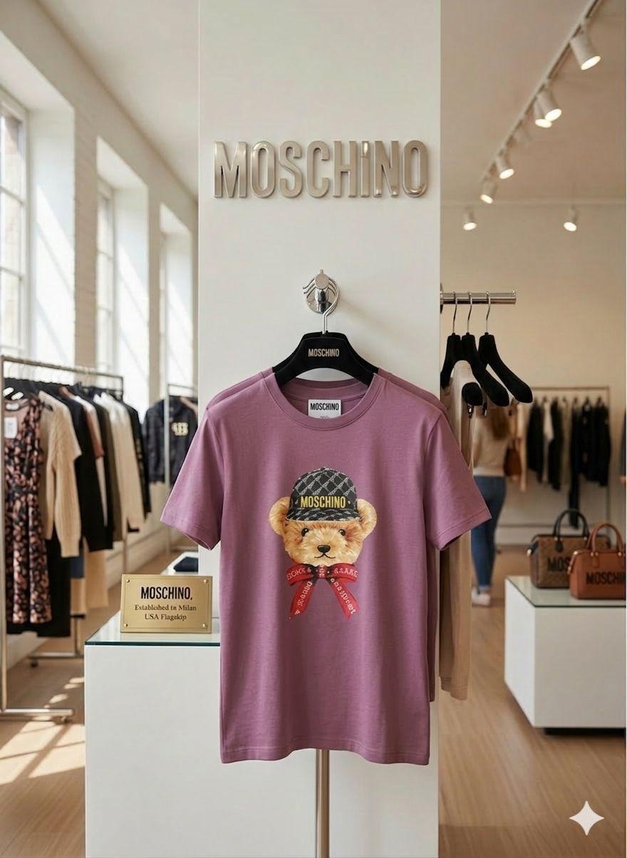 Moschino Teddy pink premium Italian cotton T-shirt for women
