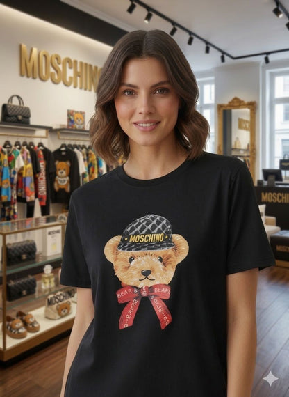 Moschino Teddy black designer-inspired ladies cotton tee

