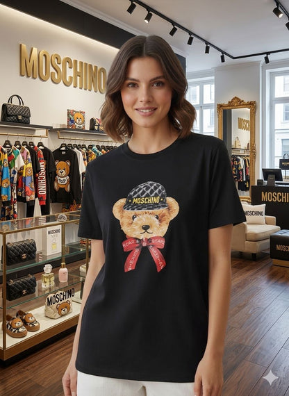Premium Moschino Teddy black casual T-shirt for women

