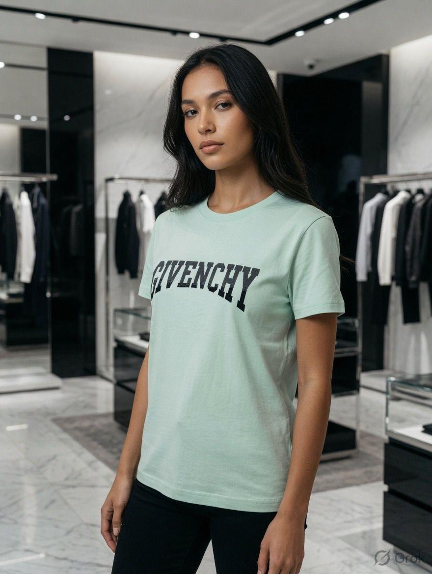 Premium Givenchy light green casual T-shirt for women
