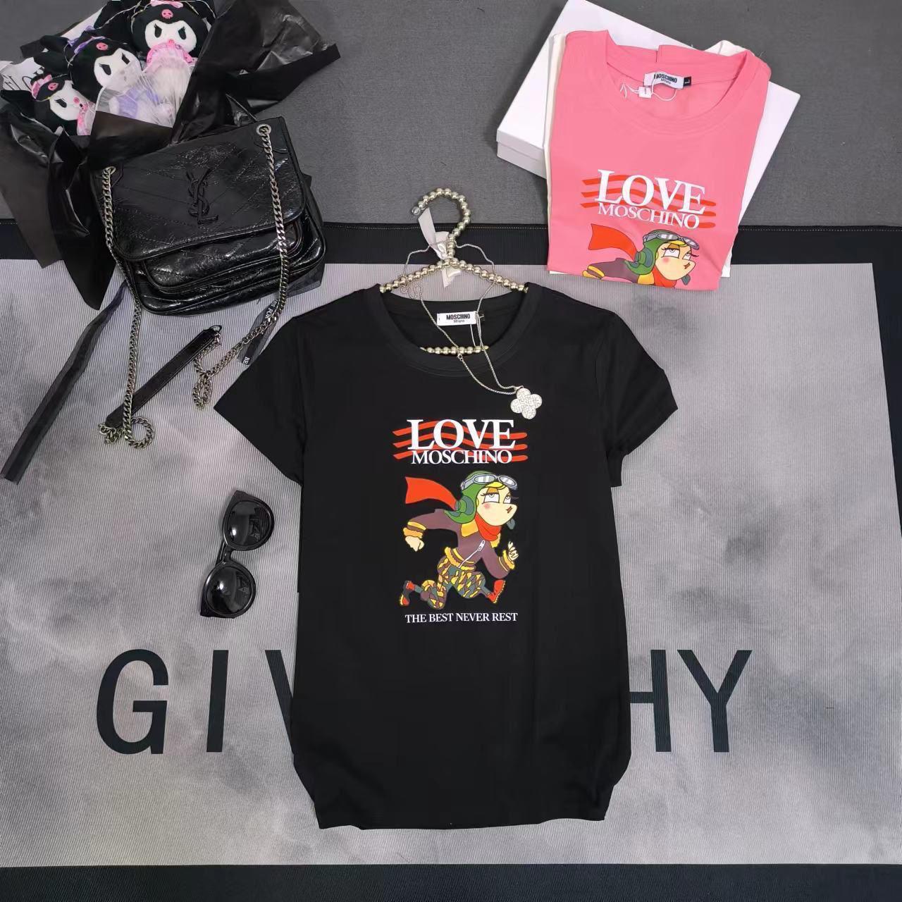 Moschino black premium Italian cotton T-shirt for women

