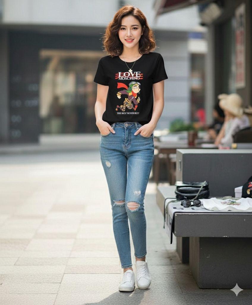 Moschino black designer-inspired ladies cotton tee
