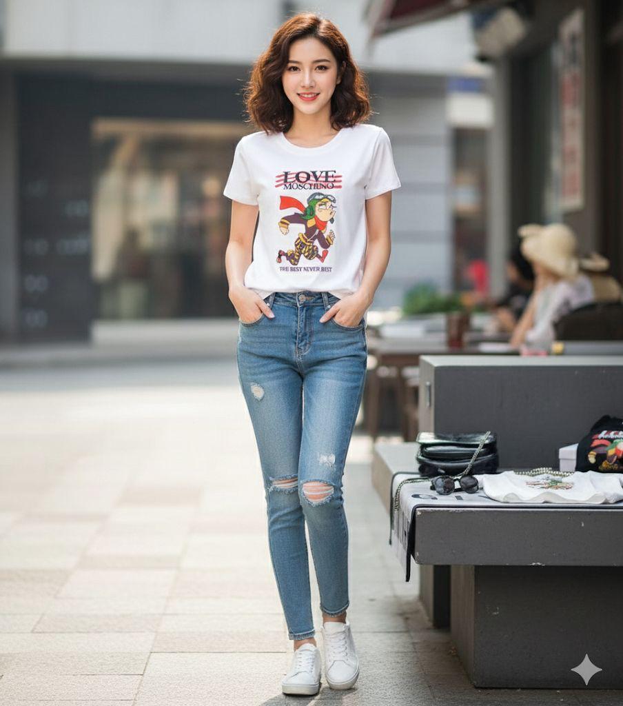 Moschino white designer-inspired ladies cotton tee
