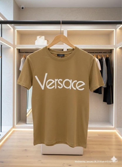 Women's Versace beige regular fit cotton T-shirt
