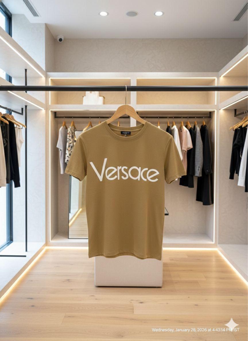 Versace beige premium cotton peach fabric T-shirt for women
