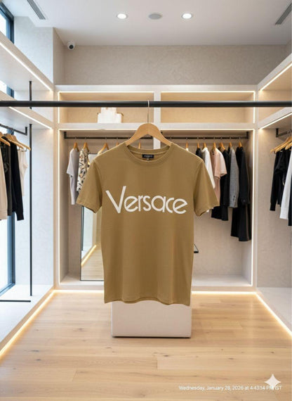 Versace beige premium cotton peach fabric T-shirt for women
