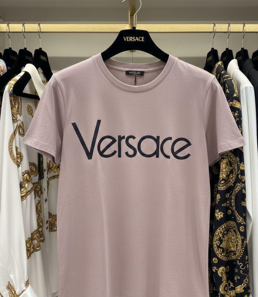Women's Versace lilac regular fit cotton T-shirt
