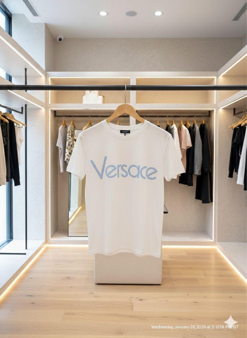 Versace white premium cotton peach fabric T-shirt for women
