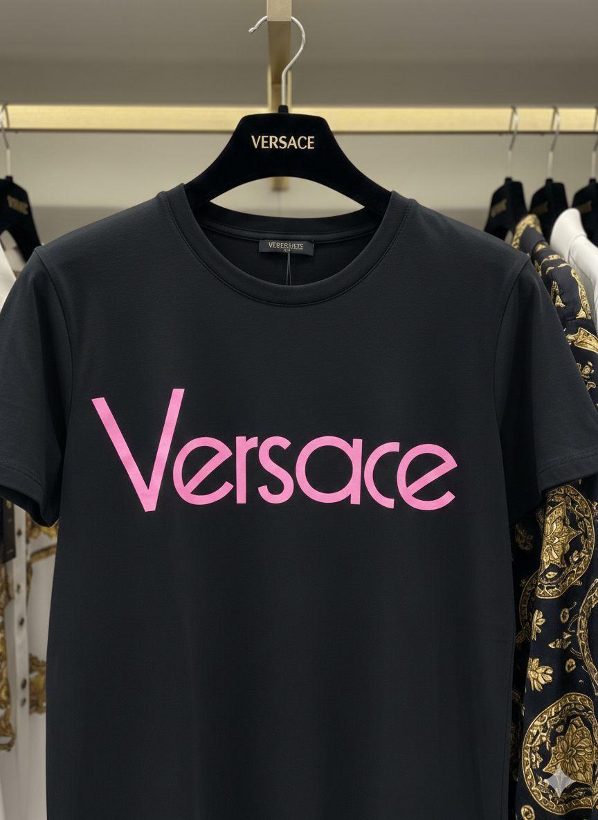 Women's Versace black regular fit cotton T-shirt

