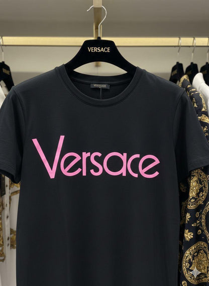 Women's Versace black regular fit cotton T-shirt
