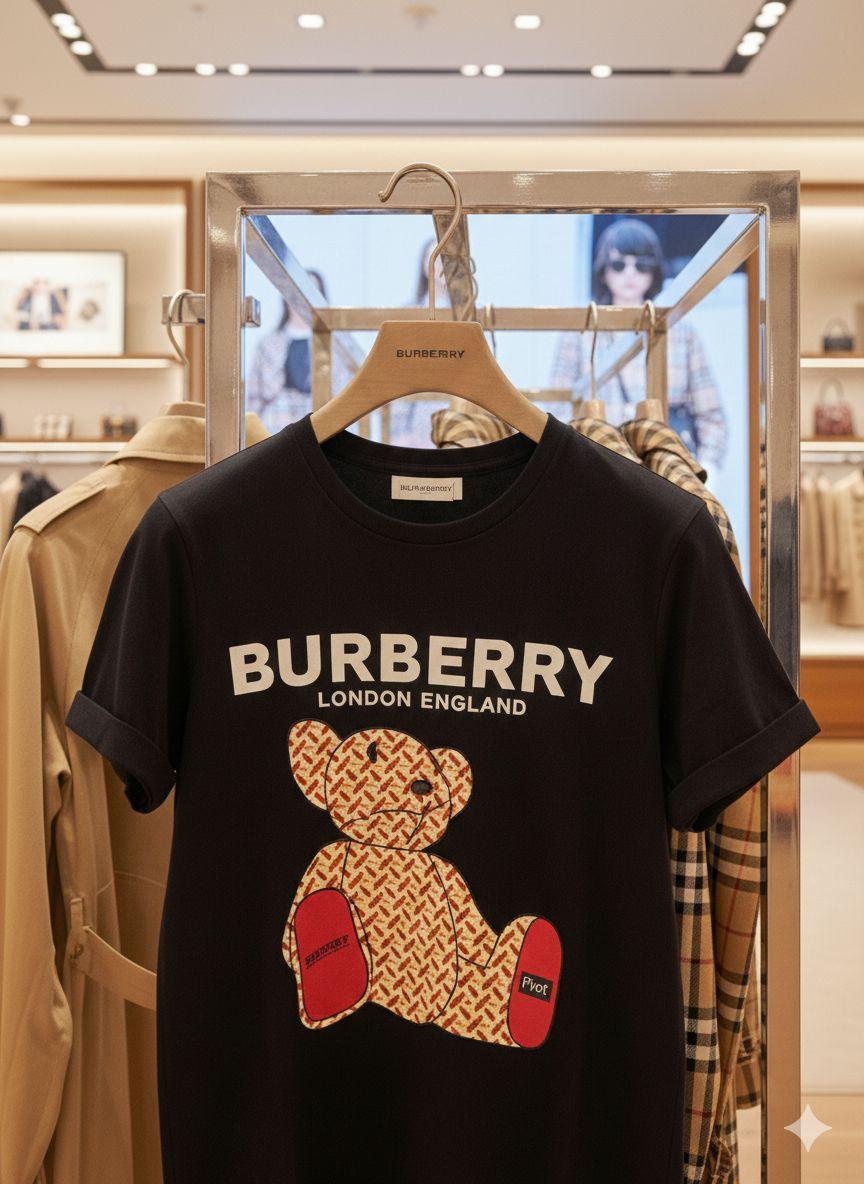 Women's Burberry black regular fit polo T-shirt
