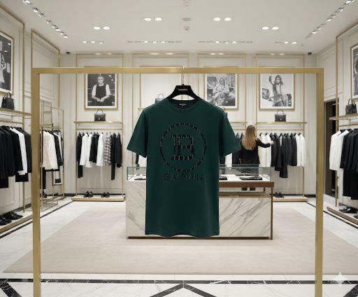 Balmain Paris green premium cotton crop top for women
