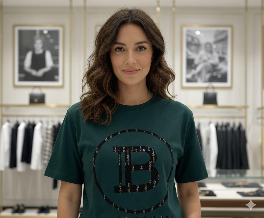 Balmain Paris green designer-inspired women's crop top
