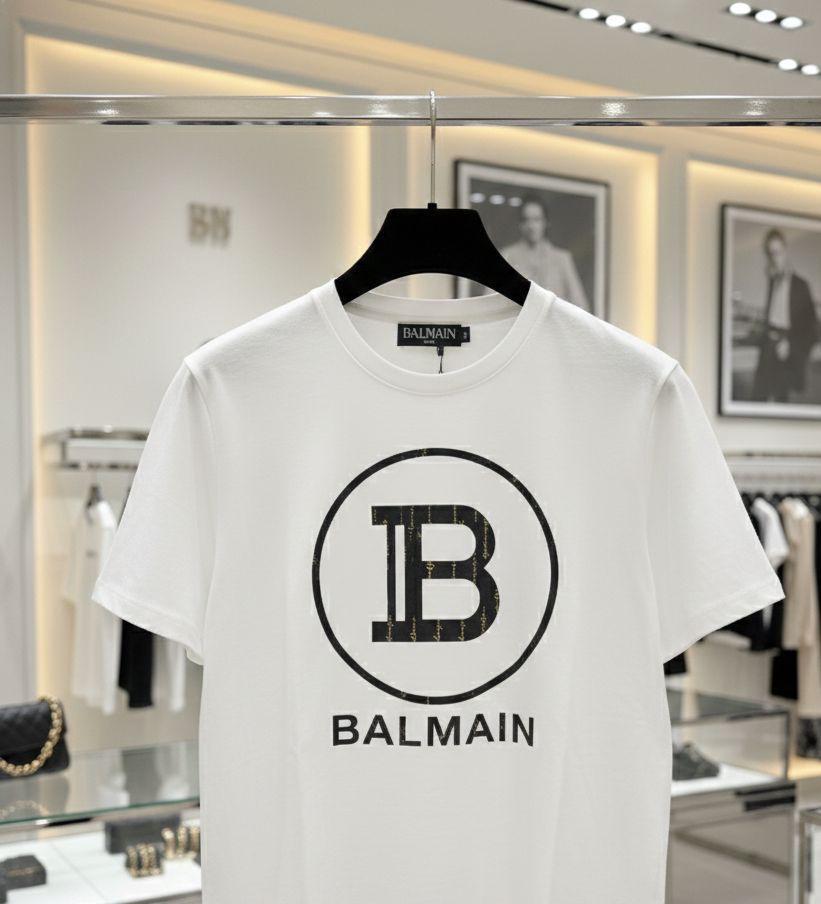 Women's Balmain white crop top in cotton peach fabric
